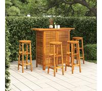 Bar Table & 2 Stools Solid Acacia Wood Warm Oil Finish 110x50x105cm Set 3pc Home