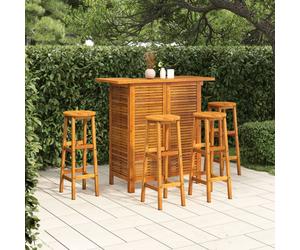 Bar Table & 2 Stools Solid Acacia Wood Warm Oil Finish 110x50x105cm Set 3pc Home