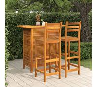 Bar Table & 2 Stools Solid Acacia Wood Warm Oil Finish 110x50x105cm Weatherproof