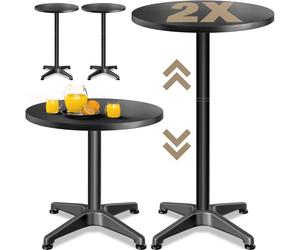 Bar table 2in1 set of 2 aluminium black height adjustable