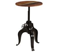 Bar table 60cm round reclaimed mango wood top with adjustable 76-110cm steel eco