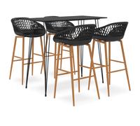 Bar table and 4 stools set Black MDF top Metal frame 120x60x105cm Contemporary.