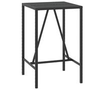 vidaXL Bar Table Bistro Table Dining Table with Glass Top Black Poly Rattan