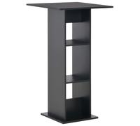 Bar table Black 60x60x110cm Engineered Wood High Pub Table Sturdy with 2 Shelves