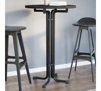 Bar Table Black 70x110cm Engineered Wood Top Powder-Coated Steel Foldable Dining