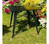 Bar Table Black 80x80x76cm Powder-Coated Metal Sturdy Outdoor Balcony Garden XL