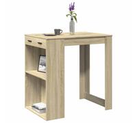 Bar Table Black Oak Engineered Wood 102x70x103.5 cm 2 Drawers 2 Shelves Stylish