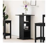 Bar Table Black Oak Engineered Wood 60 x 60 x 100 cm Shelf TexturedTop Minimals