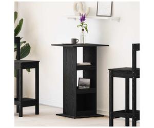Bar Table Black Oak Engineered Wood 60 x 60 x 100 cm Shelf TexturedTop Minimals
