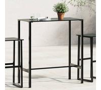 Bar Table Black Powder-Coated Steel 100x50x110 cm Slatted Outdoor Indoor Sturdy