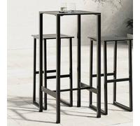 Bar Table Black Powder-Coated Steel 50x50x110 cm Slatted Top Indoor/Outdoor High