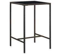 Bar Table Brown 70x70x110 cm PE Rattan Powder-Coated Steel Patio Tempered Glass