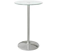 HOMCOM Round Bar Table for 2 People, High Pub Table with Tempered Glass Top