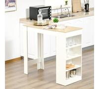 Bar Table Coffee Table Kitchen Dining Table with 4-Tier Storage Shelf for Kitchen