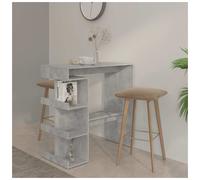 Bar Table Concrete Grey 100x50x101.5cm Engineered Wood w/ Shelves Storage Rack