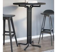 Bar Table Foldable Black Ø80x110cm Engineered Wood Worktop Powder-Coated Steel