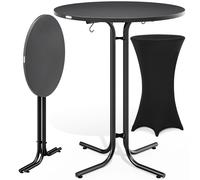 Bar table grey 110x70cm + bar table cover black Ø70cm