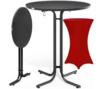 Bar table grey 110x70cm + bar table cover red Ø70cm