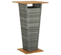 Bar Table Grey 60x60x110 cm PE Rattan Solid Acacia Slatted Top for Patio Outdoor