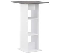 Bar Table Grey Engineered Wood 60x60x110 cm High-Top Dining Table with 2 Shelves