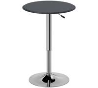 Bar Table Height Adjustable 63x63x93cm Black PVC Leather Top Chrome Steel 360deg