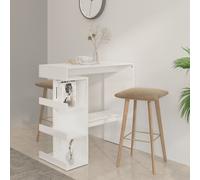 Bar Table High Gloss White 100x50x101.5cm Engineered Wood 3 Rack Footrest Urban