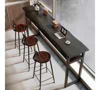 Bar Table,Industrial Solid Wood Double Layer Bar Table, Rustic Counter Height Dining Table, Rectangular Narrow Breakfast Bar for Home, Cafe, Bistro - No Stool Included
