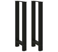 Bar table legs Black 40x(100-101)cm Powder-coated steel Square Adjustable Pair.