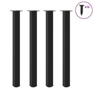 Bar Table Legs Black Powder-Coated Steel Adjustable Feet 110-112cm 40x40mm x4pc