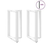Bar Table Legs T-Shaped White Powder-Coated Steel 60x35x90-91cm 2pcs Adjustable.