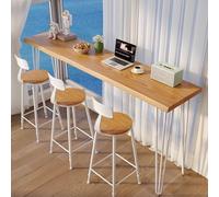 Bar Table,Long Narrow Pine Dining Table, Industrial Kitchen Bar Table with Metal Base, Versatile Indoor/Outdoor Pub Patio Side Table, Perfect for Breakfast & Dining (180x45x10 cm)