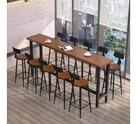 Bar Table,Narrow Rectangular Solid Wood Bar Table, Industrial Counter Height Dining Table with Metal Base, Long Breakfast Bistro Table for Kitchen & Outdoor Use, No Stools Included