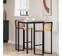 Bar table Natural 70x70x105cm Solid Pine Wood Top Metal Legs H-beam Indoor 80kg