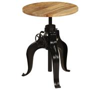 Bar Table Natural Mango Wood Top 60cm Adjustable 76-110cm Industrial Steel Base