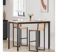 Bar table, Natural Solid Pine Wood 140x80x105 cm Industrial Metal Legs H-beam.