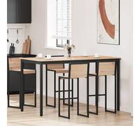 Bar Table Natural Solid Pine Wood 180x90x105cm Industrial Metal Legs H-Beam Home