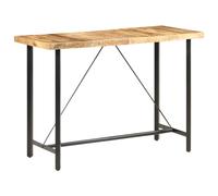 Bar Table Rough Natural Mango Wood 150x70x107 cm Iron Frame Rustic Finish Tall