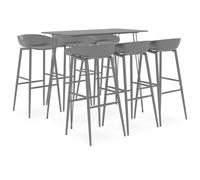 Bar table set 5pc Black MDF/Metal 120x60x105cm with PP Ergonomic low-back stools