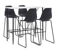 Bar table set 5pc Black MDF PVC top & powder-coated steel legs 120x60x110cm incl