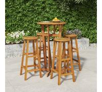 Bar table set 60x105cm Solid acacia wood oil finish Warm wood bistro 3pc bar set