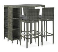 Bar Table Set Dark Grey Poly Rattan Powder-Coated Steel 120x60x110cm 5-Piece Set