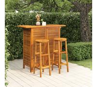 Bar Table Set Solid Acacia 110x50x105cm Warm Oil Finish Indoor/Outdoor 29.5kg3pc