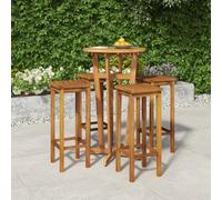 Bar table set Solid acacia 60x105cm with 2 stools 34x76cm warm oil finish rustic