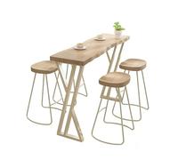 Bar Table Set with 4 Stools 5Piece Industrial Pub Dining with Live Ed Top and Modern Metal e High Kitchen for Smals Breakfast for Home Bistro(140cm/55)