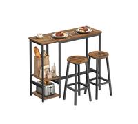 Bar Table Set with Stools and Storage Shelves