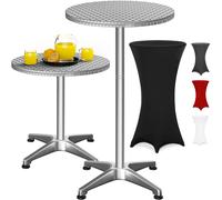 Bar table silver 115x60cm + bar table cover black Ø60cm