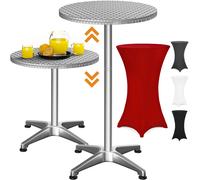 Bar table silver 115x60cm + bar table cover red Ø60cm