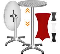 Bar table silver 115x60cm + cover red Ø60cm
