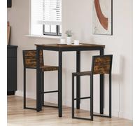 Bar Table Smoked Oak 80x80x105 cm Engineered Wood Top Metal Legs Indoor Sturdy.