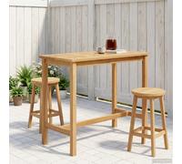 Bar Table Solid Teak Outdoor Natural 110x60x105cm Slatted Footrest Durable Patio